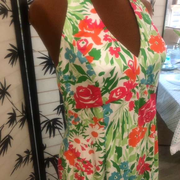 Chaps Summery Floral Halter Dress Size 12 Vintage Marilyn Monroe Halter Style - Picture 13 of 15